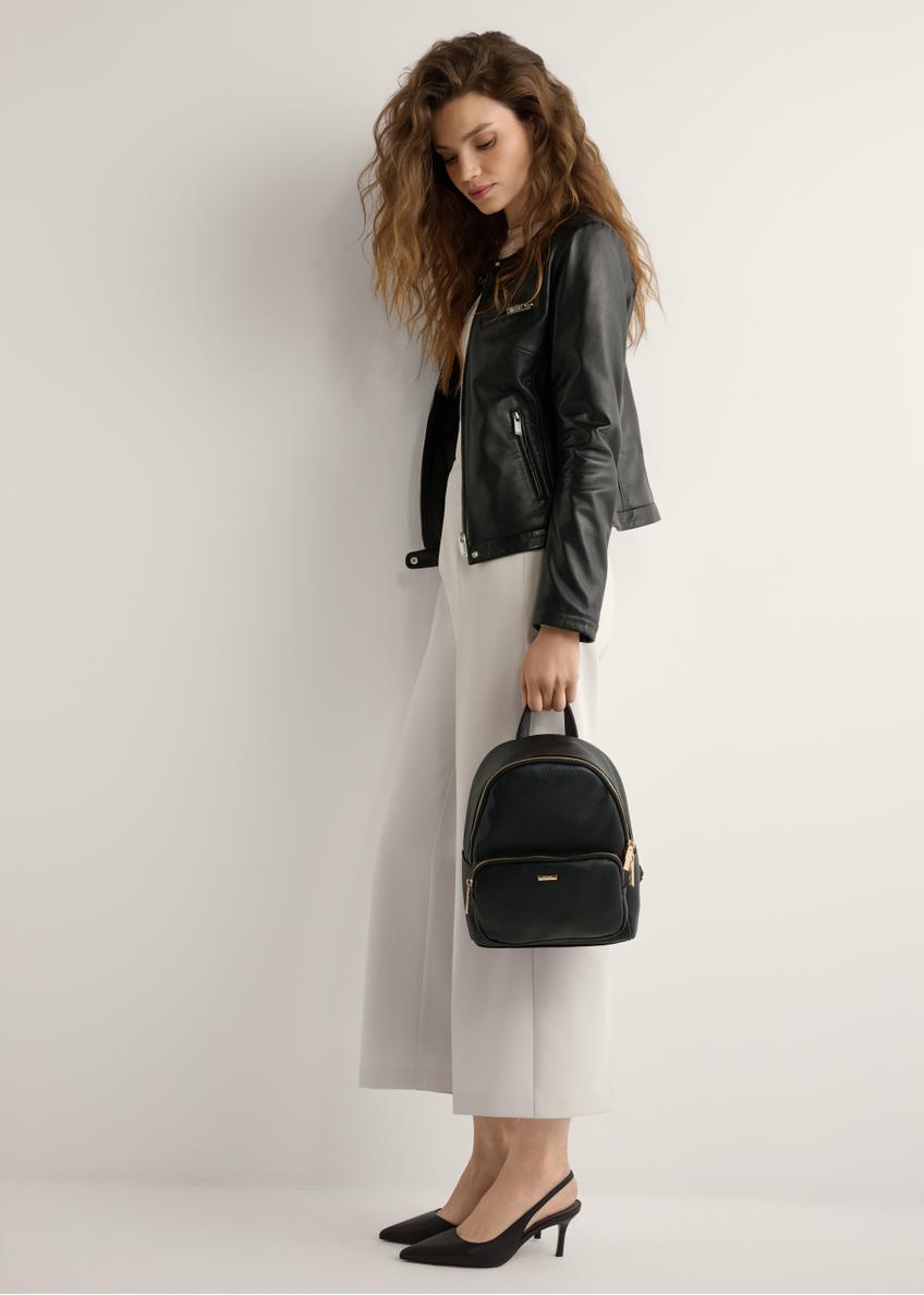 Black women's backpack made of imitation leather TOREC-1014-99(W25)