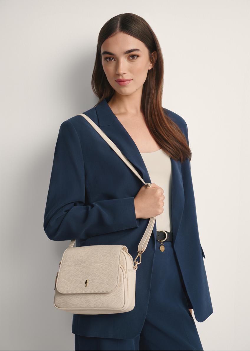 Cream leather women's messenger bag TORES-0958E-0B(W26)