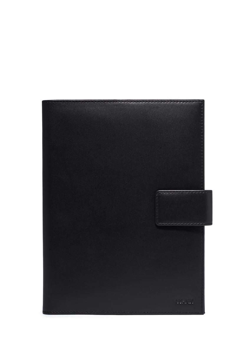 Black leather notebook case PORMS-0718-99(Z26), front product view on a light background.