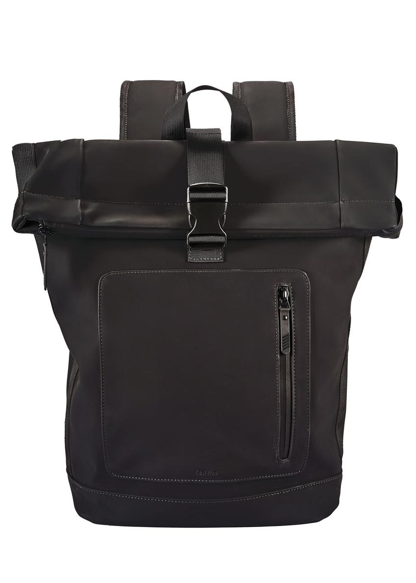 Black men's backpack PLCMN-0016-99(Z25) - front product view on white background.