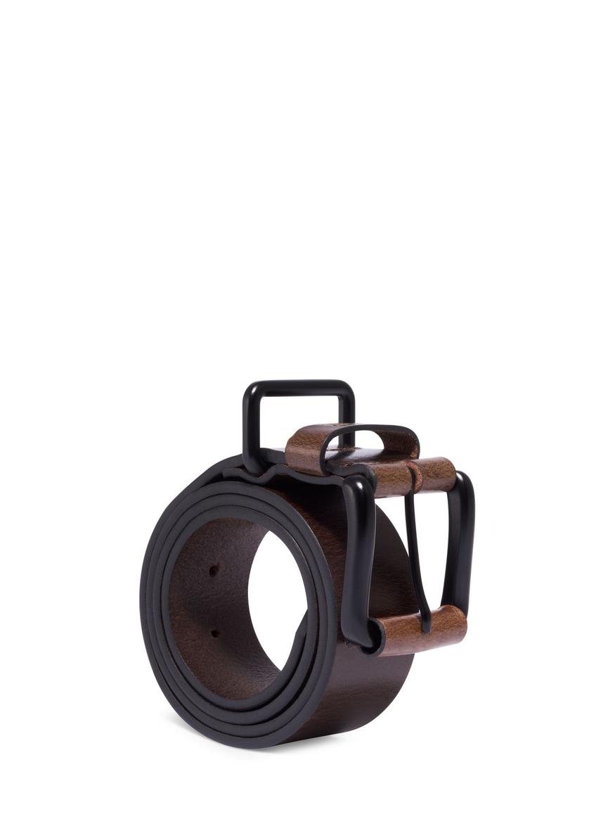 Men's dark brown leather belt PASMS-0241-1I(Z26)
