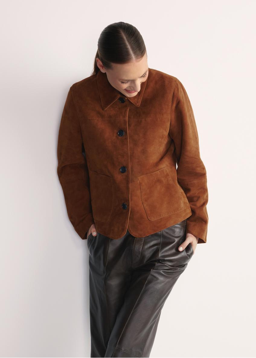 Brown suede women's jacket KURDS-0562-0775(Z25)