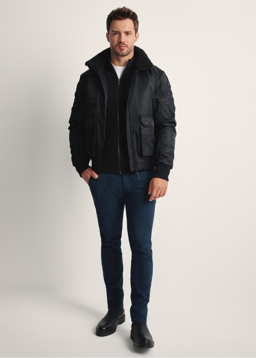 Black men's jacket with collar KURMT-0399-99(Z25)