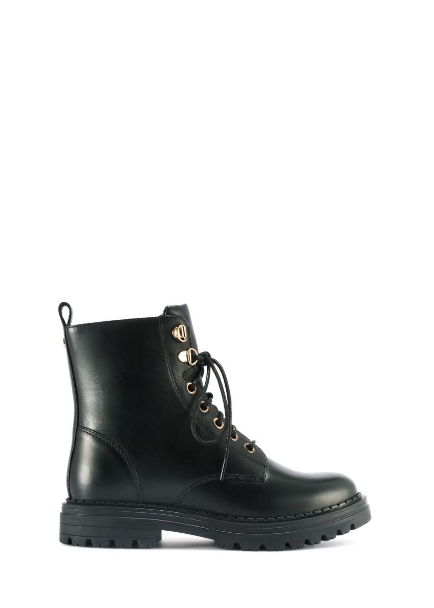Black leather women's ankle boots BUTYD-1015A-99(Z25)