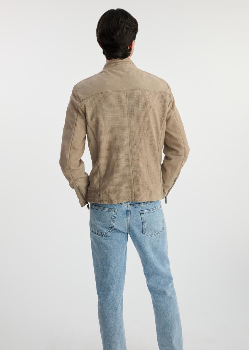 Beige men's jacket made of genuine leather KURMS-0369-2845(W25)