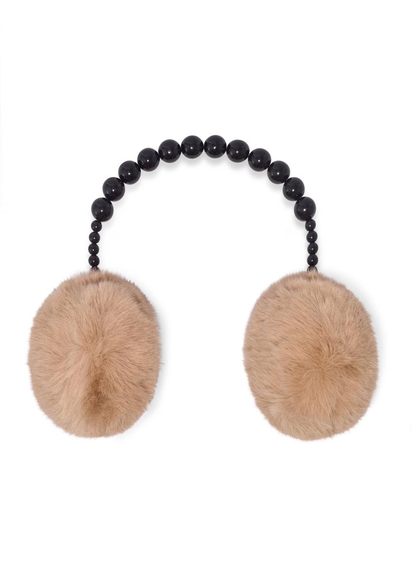 Beige women's earmuffs NAUDP-0001-81(Z26), front view of the product on a white background.