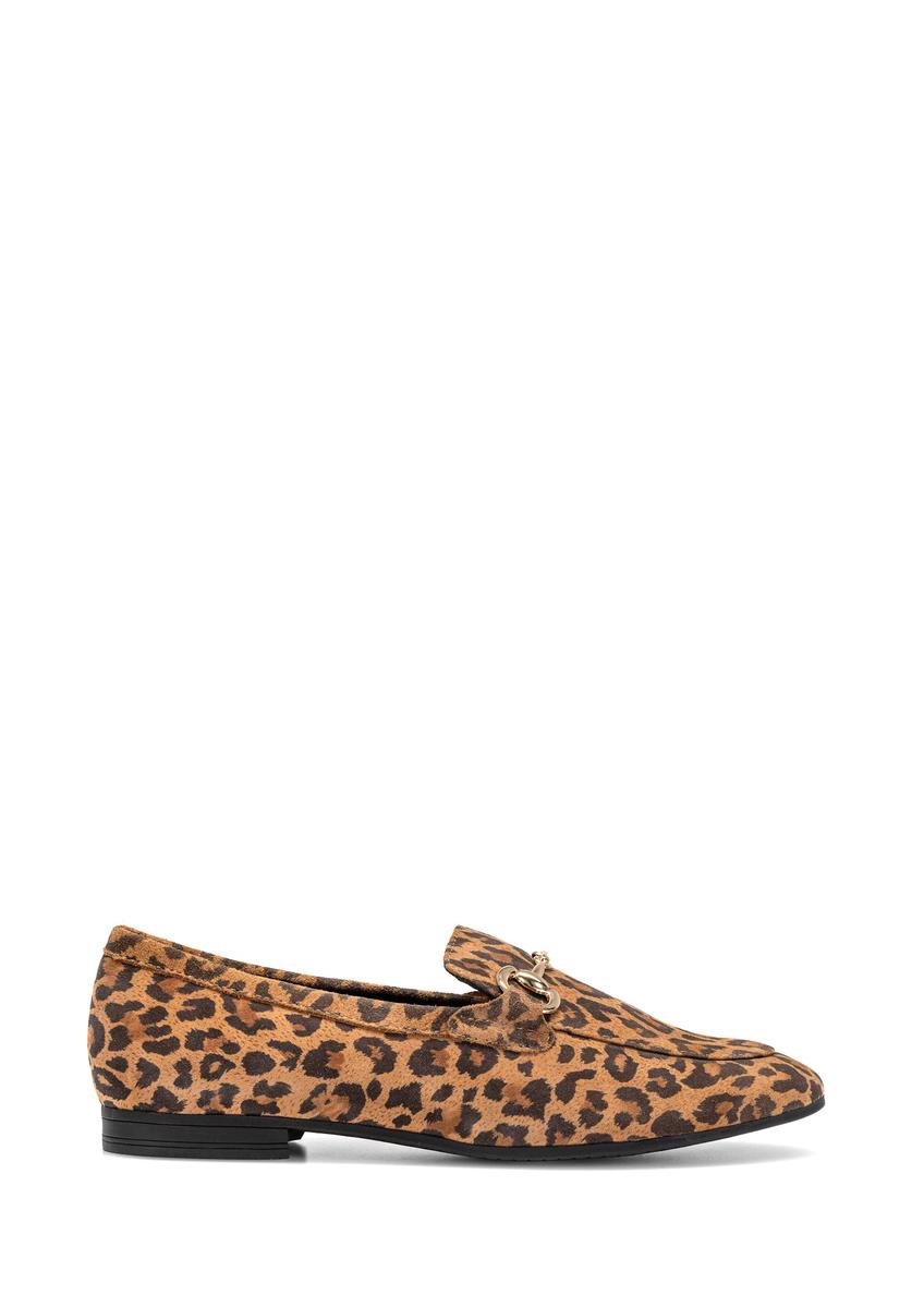 Women's leather loafers in leopard print BUTYD-1181-86(W25)-10