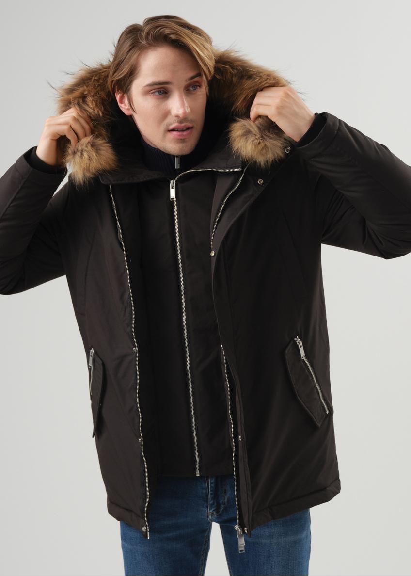 Men's black jacket with hood KURMT-0319-99(Z23)-01