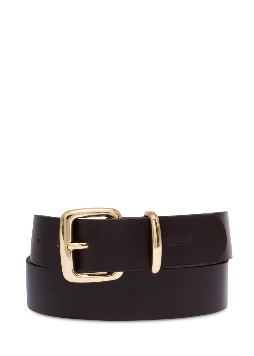Brown leather women's belt PASDS-0312-1I(Z26), front product view on white background.