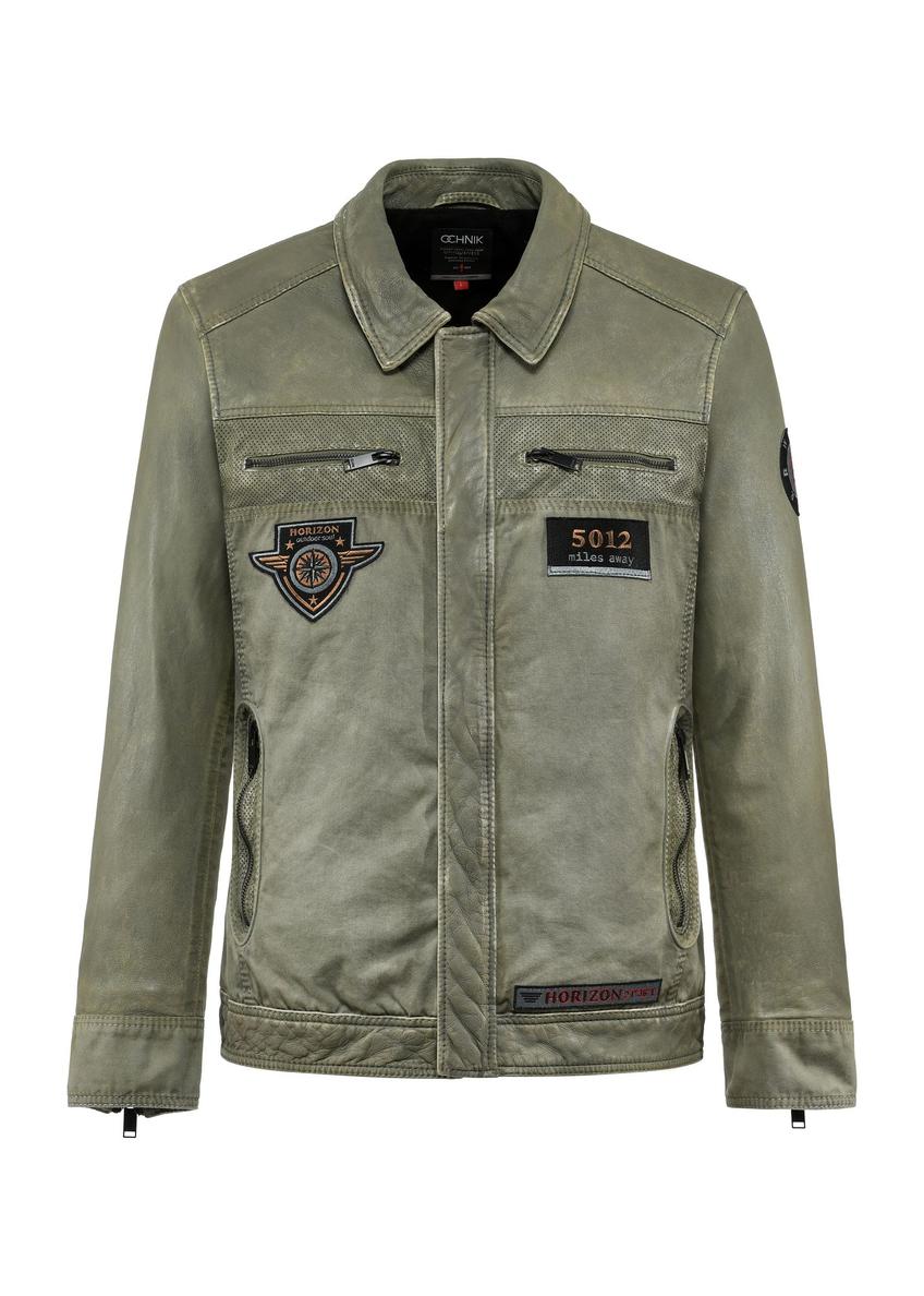 Men's transitional jacket in khaki color KURMS-0368-2844(W25)-01