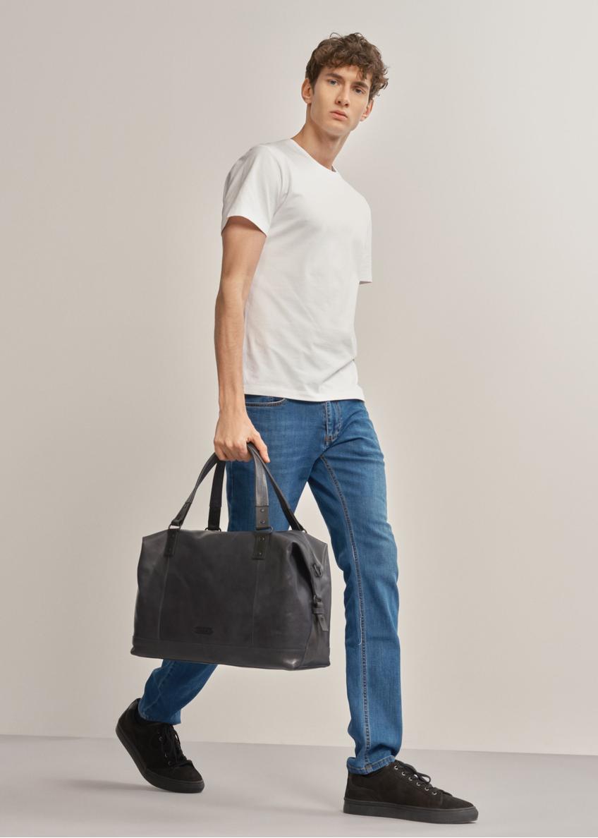 Men's navy blue leather bag TORMS-0103-69(W23)