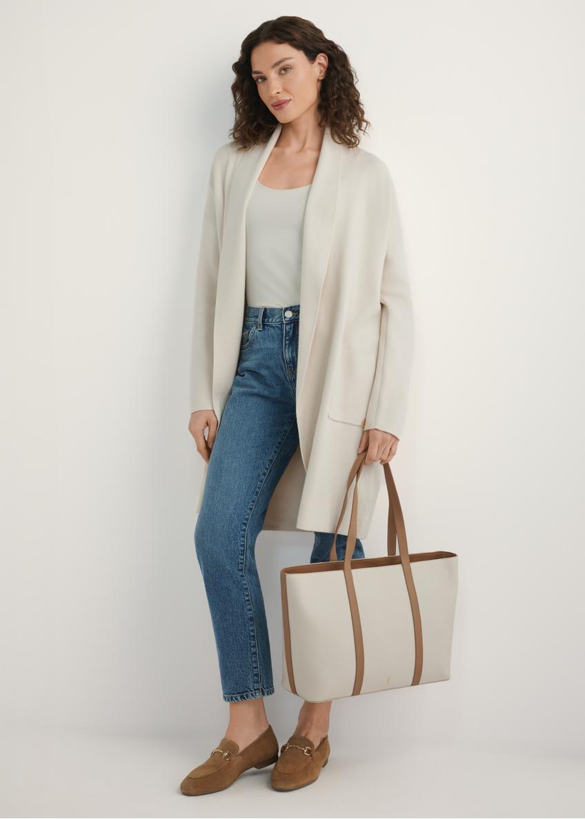 Cream leather shopper bag TORES-1273-0B(W26)