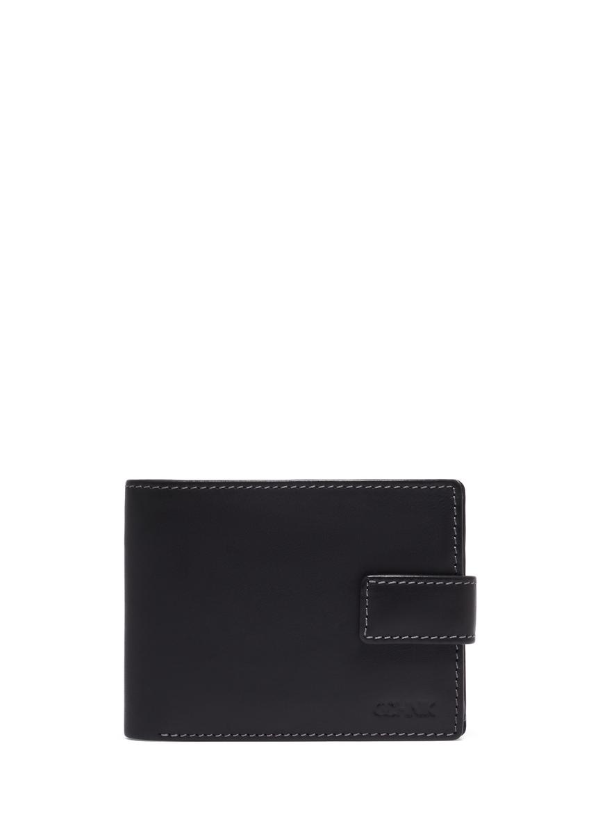 Black men's leather wallet PORMS-0700-99(Z26), front product view on a light background.