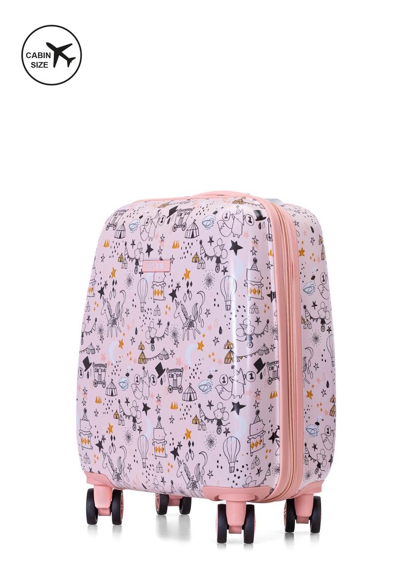 Small pink suitcase on wheels WALAB-0079-34-19(W25)