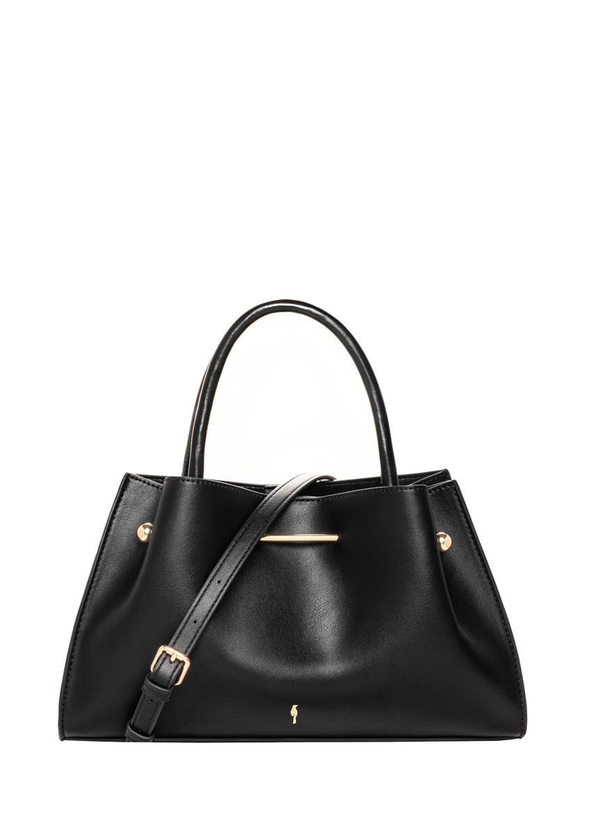 Black women's faux leather handbag TOREC-1387-99(Z26), front view on a white background.