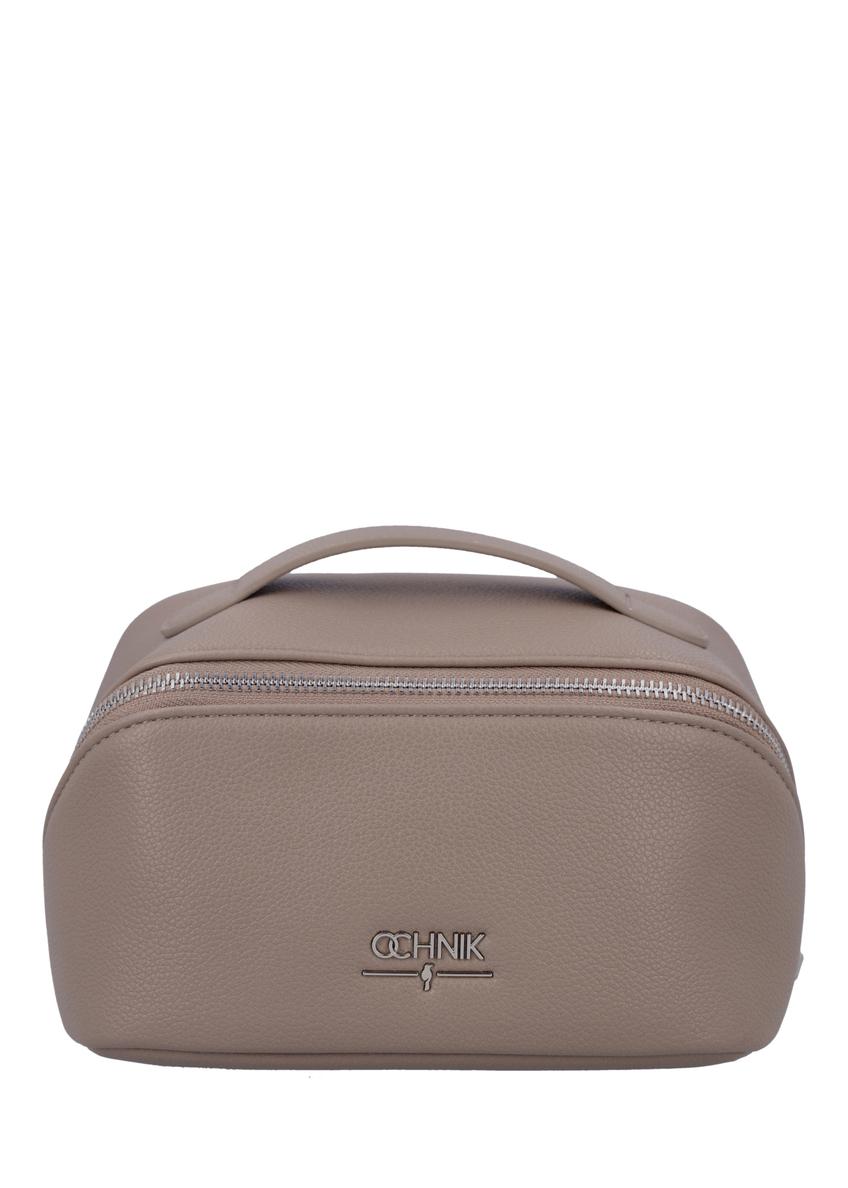 Women's cosmetic bag in cool beige color TOREC-1310-1K(Z26), front view of the product on a white background.