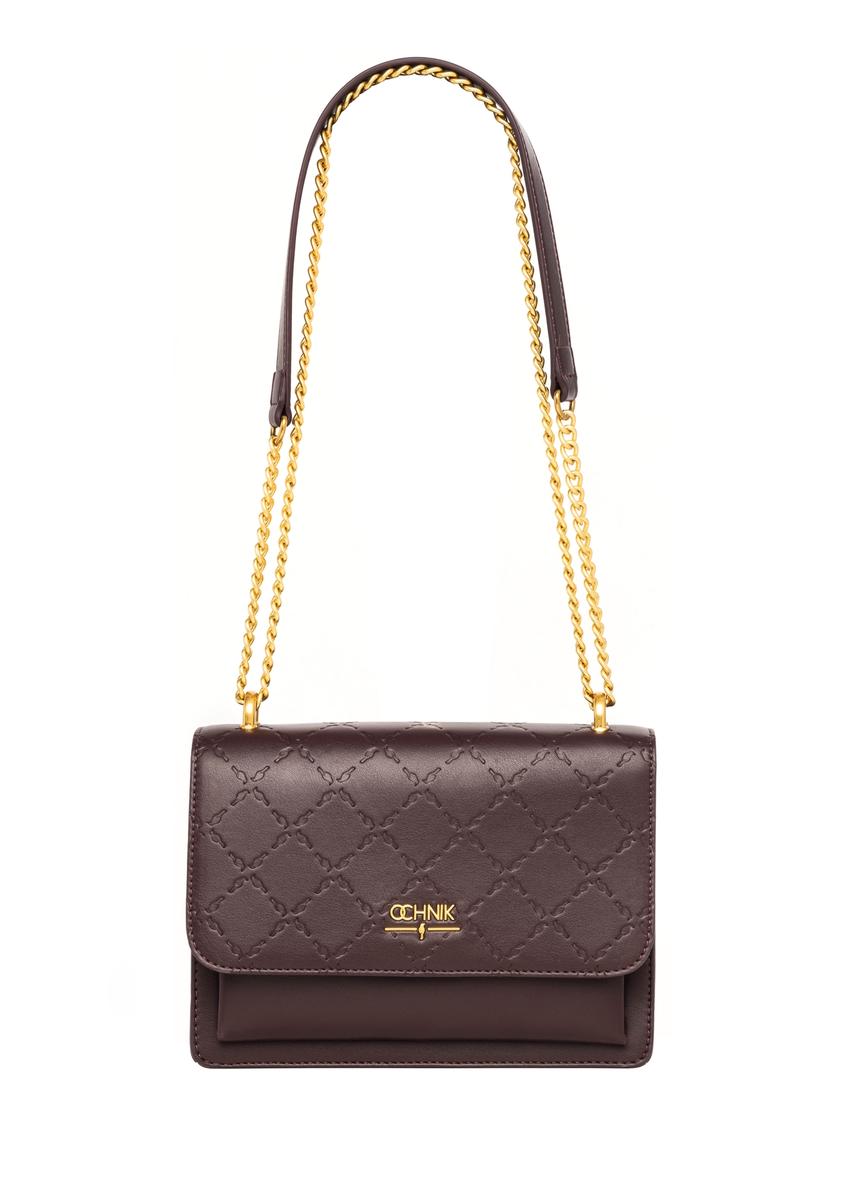 Burgundy women's handbag with monogram TOREC-1155-4P(Z26)