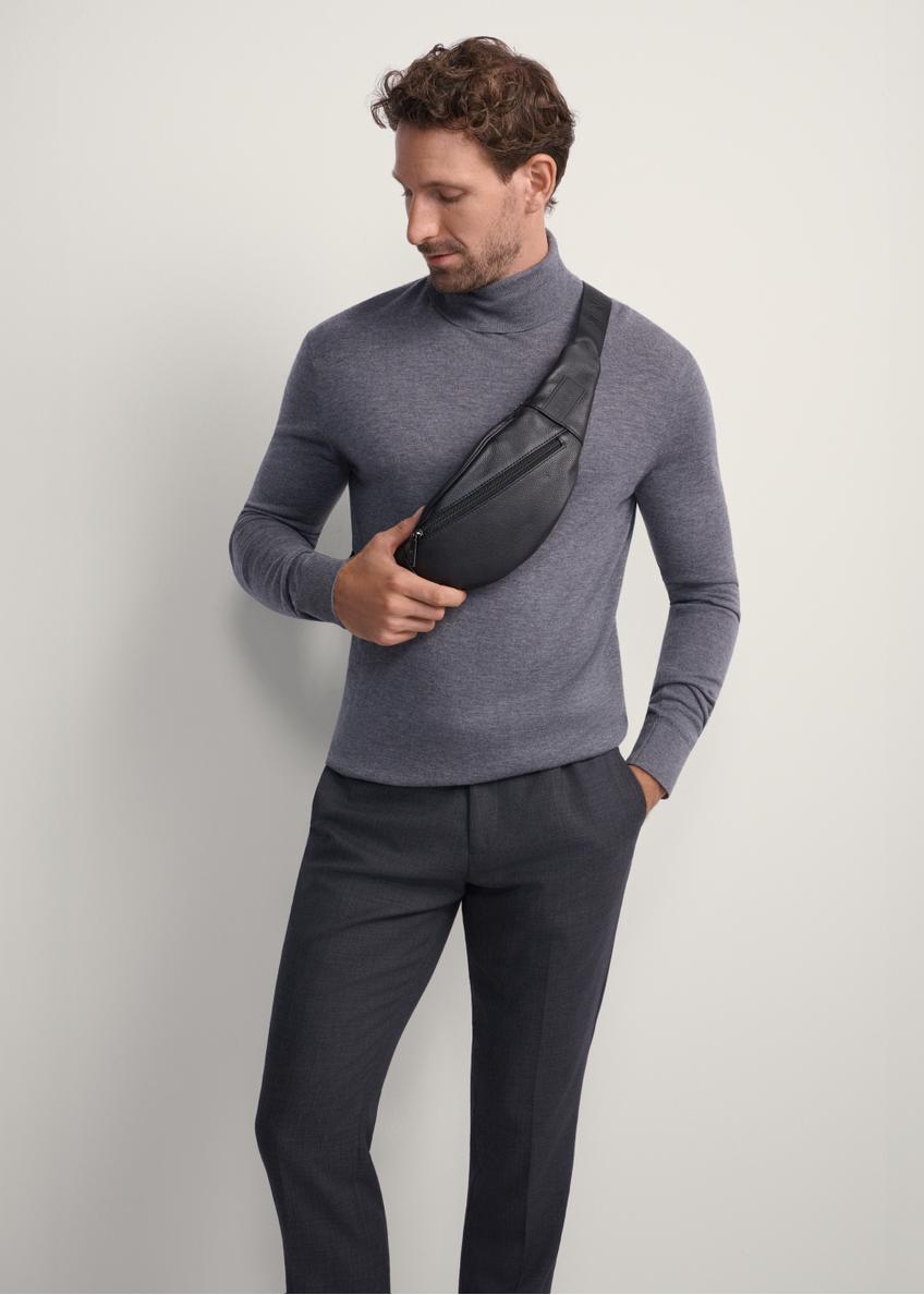 Black leather men's waist bag TORMS-0440B-99(Z25)