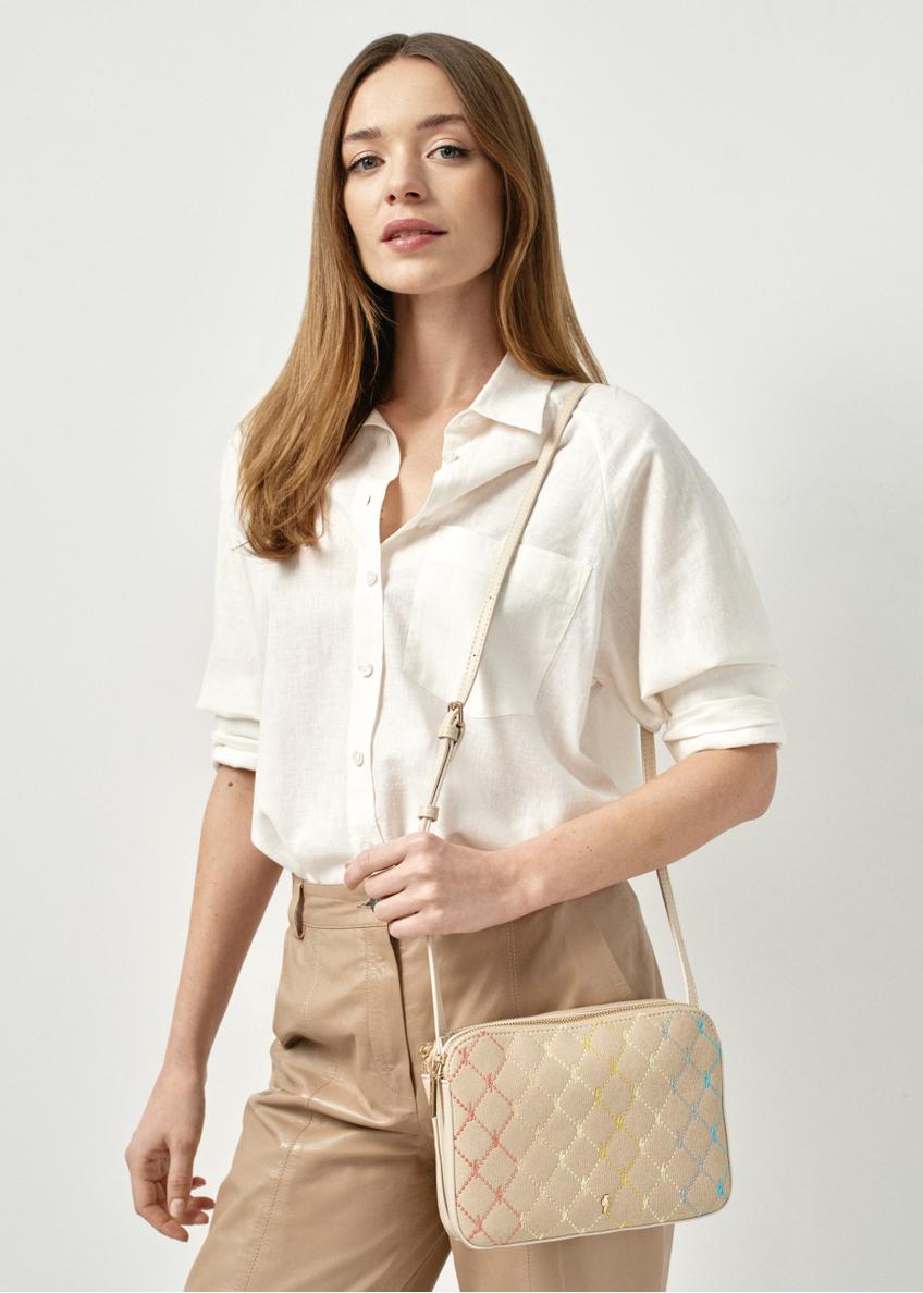Multicolored three-compartment women's handbag TOREC-0205C-15(W24)