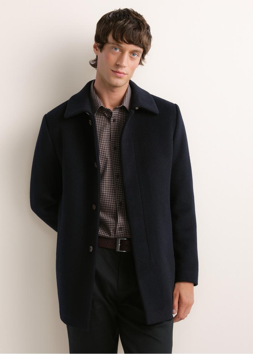 Men's navy wool coat PLAMT-0011-7D(Z26)