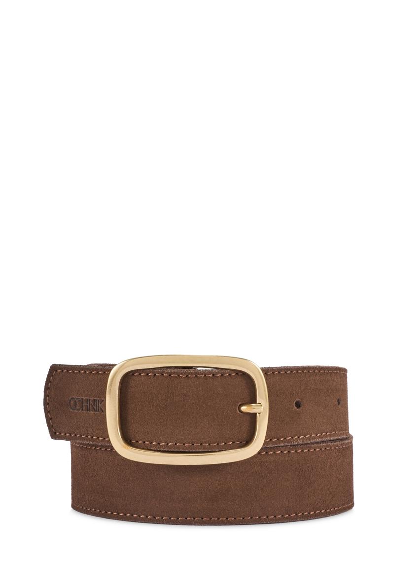 Brown leather women's belt PASDS-0339-1H(W26)