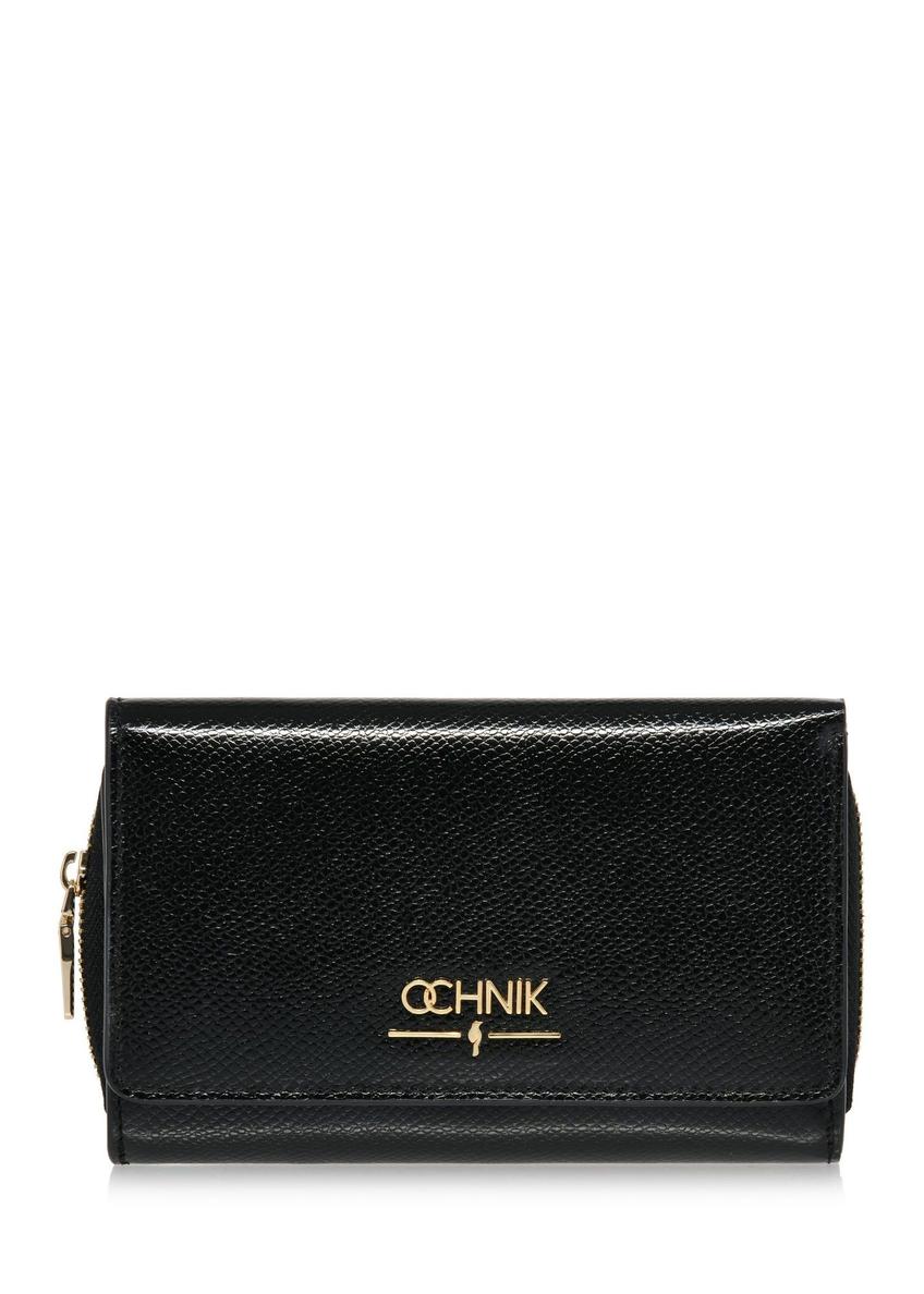 Black large women's leather wallet PORES-0930A-99(Z25) - front product view on white background.