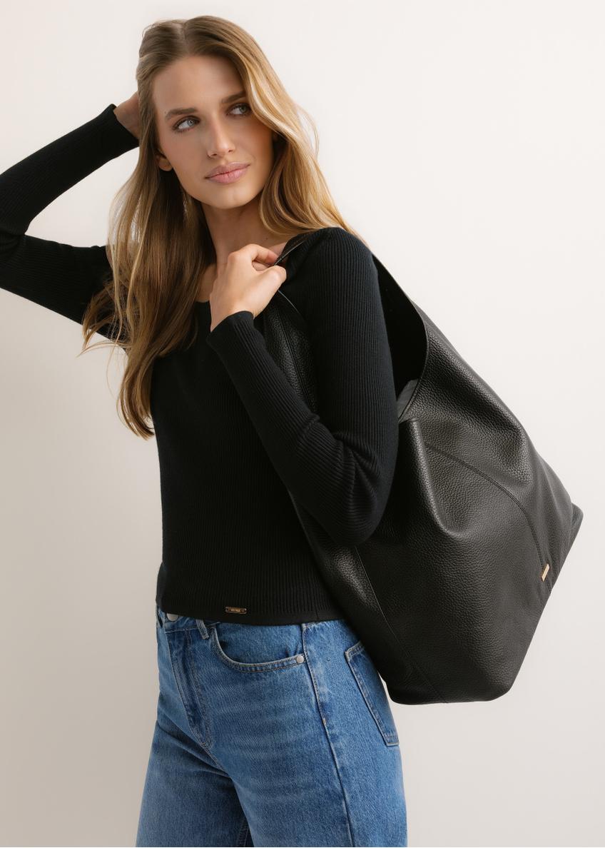 Black leather shopper bag TORES-1372-9I(Z26)