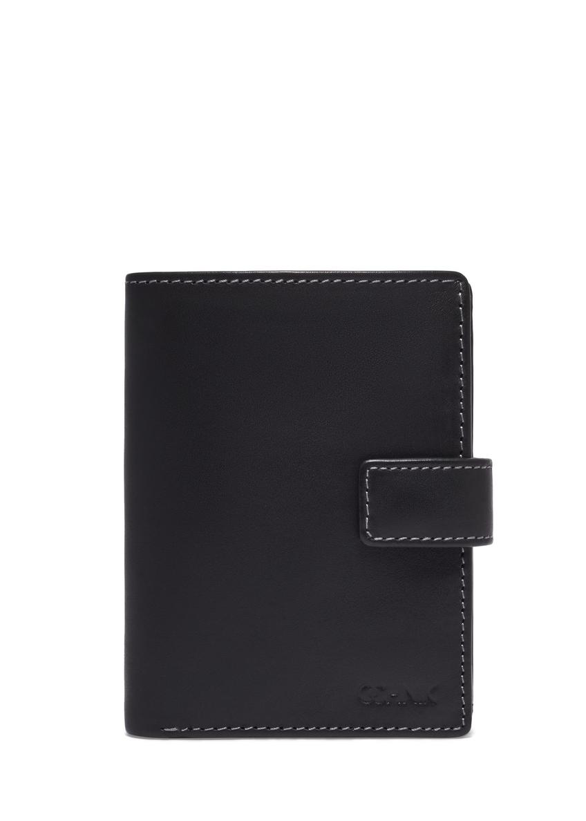 Black large men's leather wallet PORMS-0701-99(Z26) - front product view, on white background.