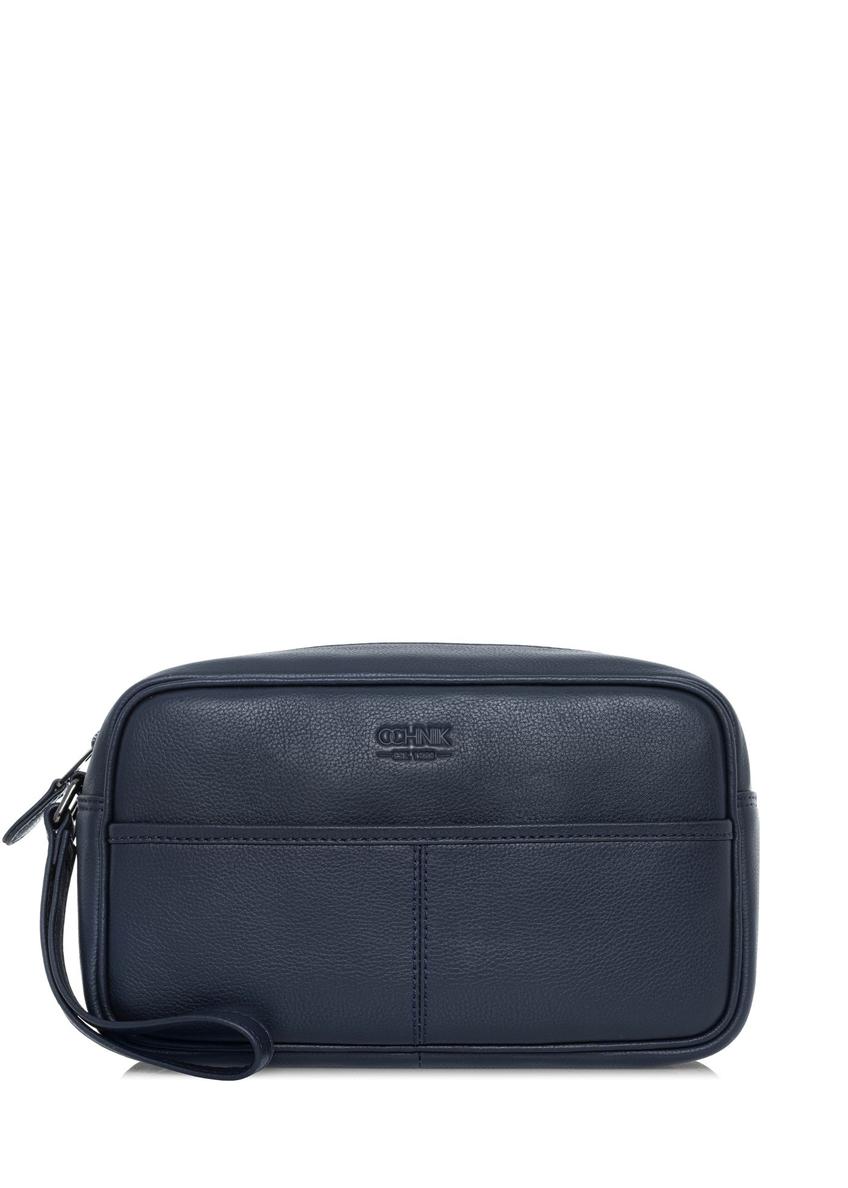 Leather navy blue men's cosmetic bag TORMS-0182D-69(W25)