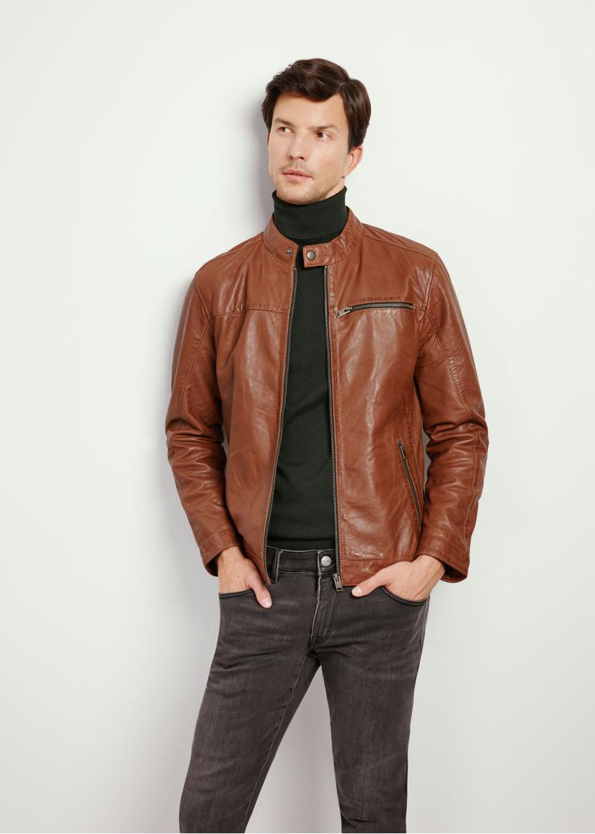 Cognac men's leather jacket KURMS-0352-4121(W24)