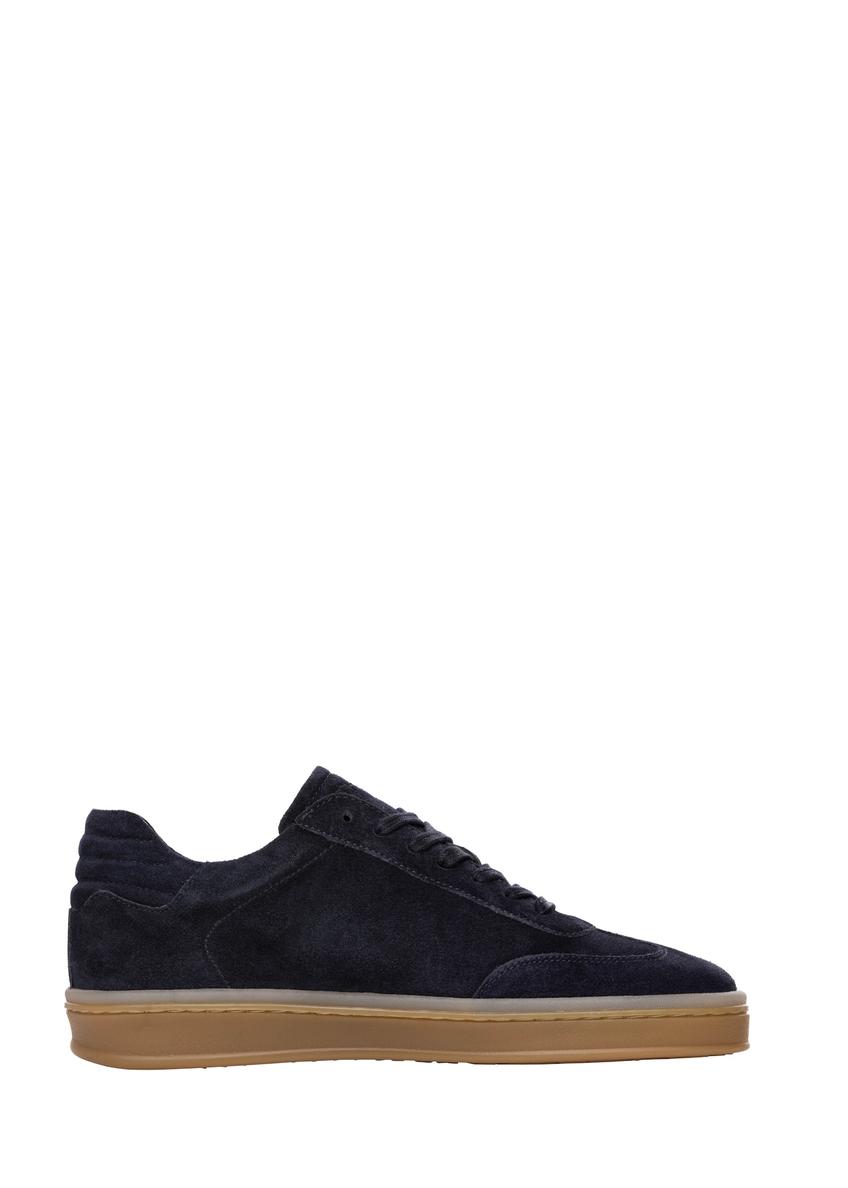 Navy blue suede sports shoes BUTYM-0543-7D(W26), side view of the product on a white background.