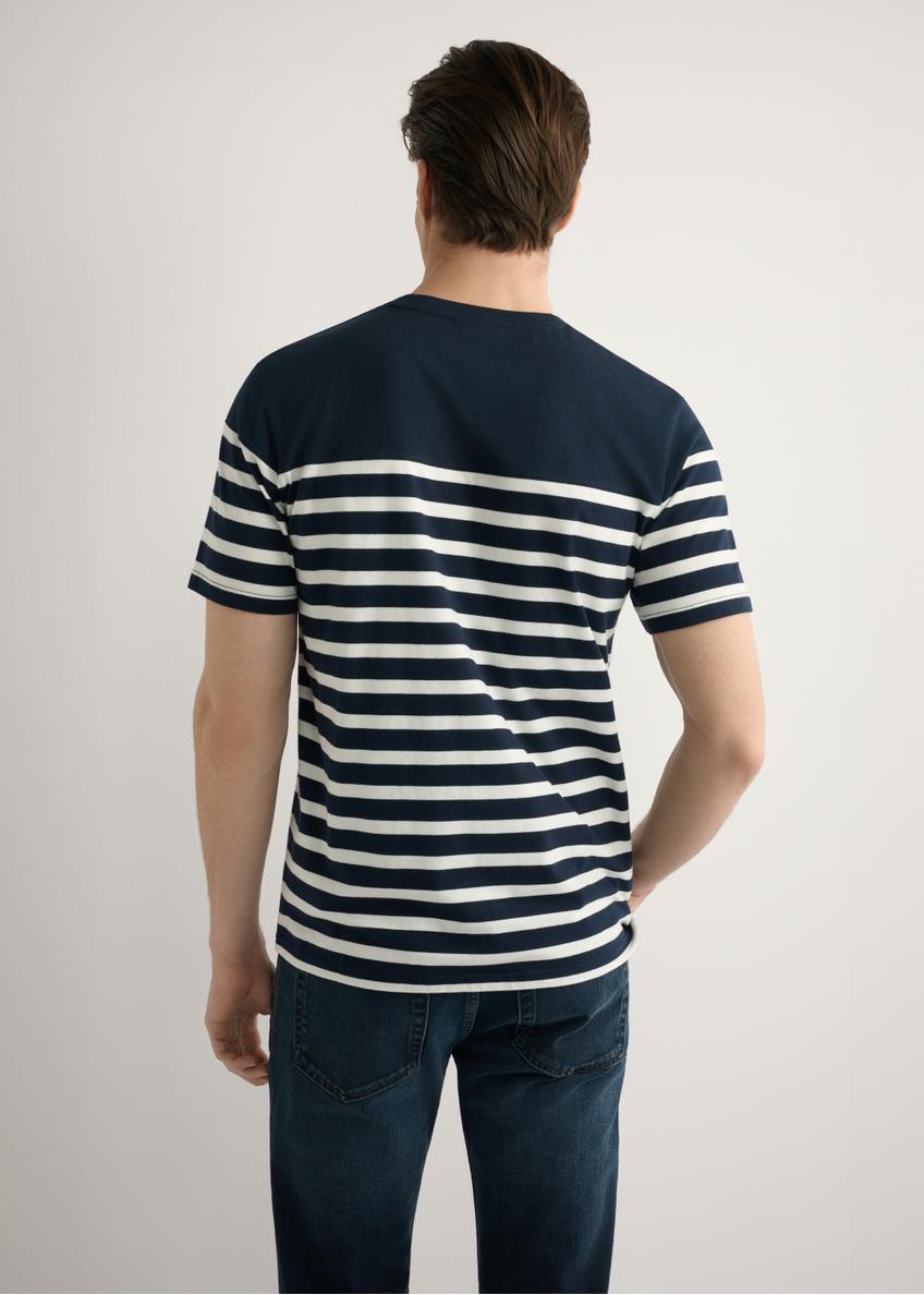 Men's navy blue striped T-shirt TSHMT-0139-7E(W26)