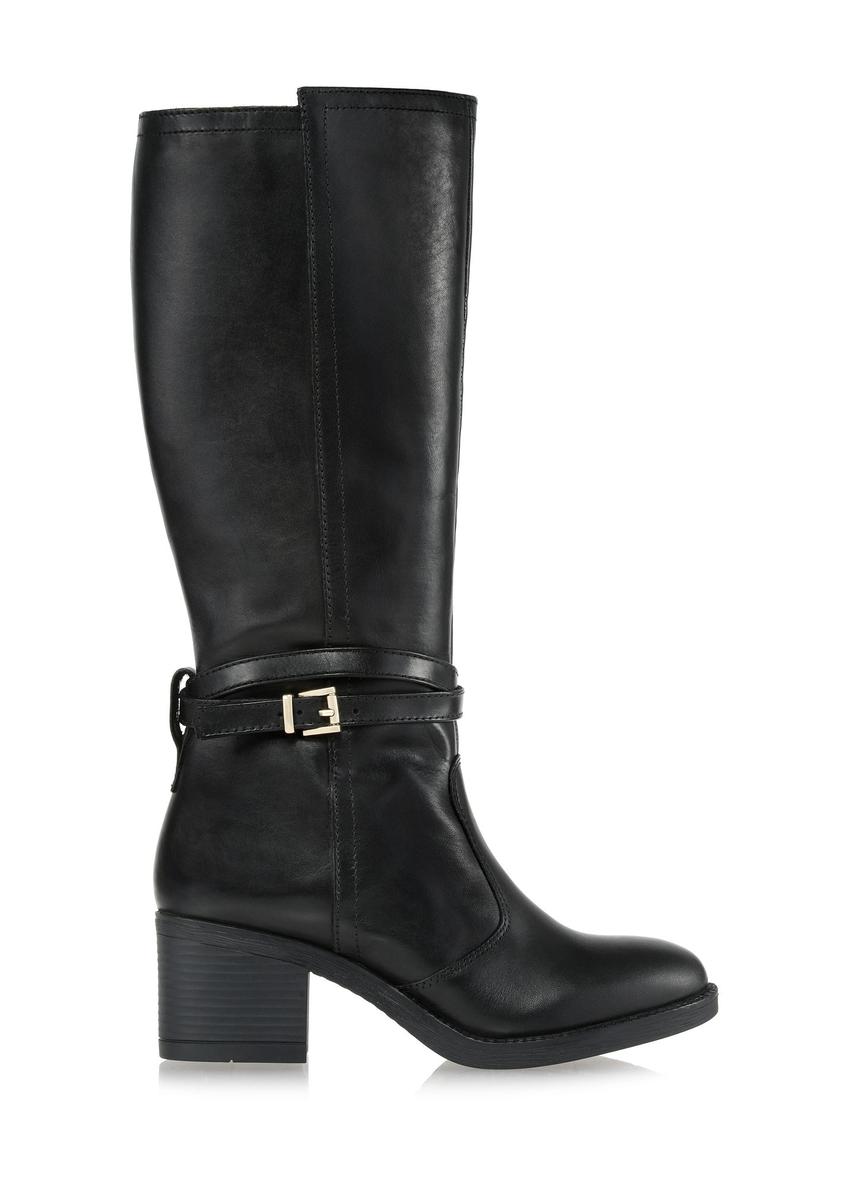 Black leather women's high-heeled boots BUTYD-1088-99(Z24)