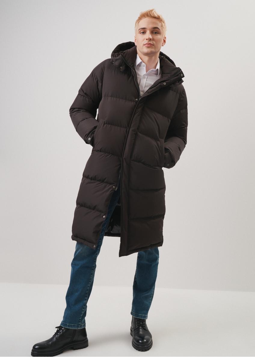 Men's long jacket with hood KURMT-0192-99(Z24)-01