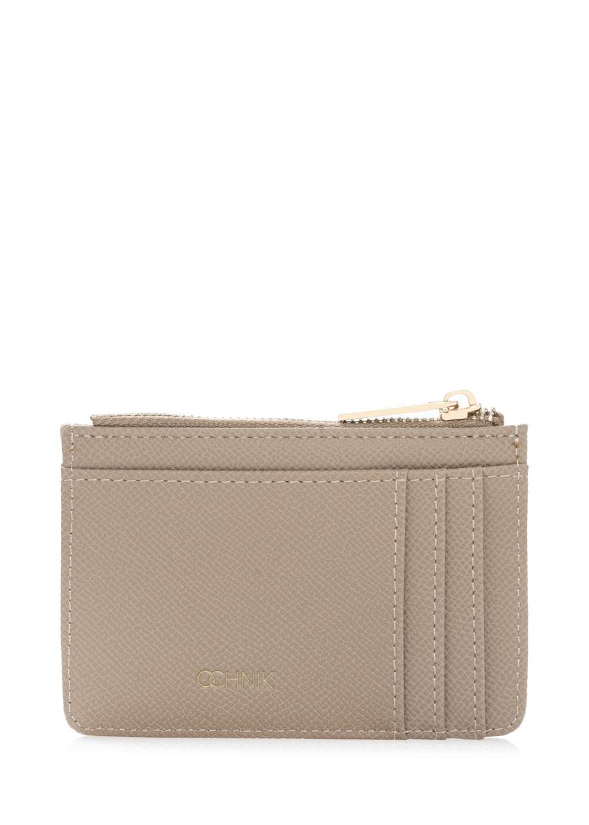 Beige card case POREC-0413-1B(W26), front product view on white background.