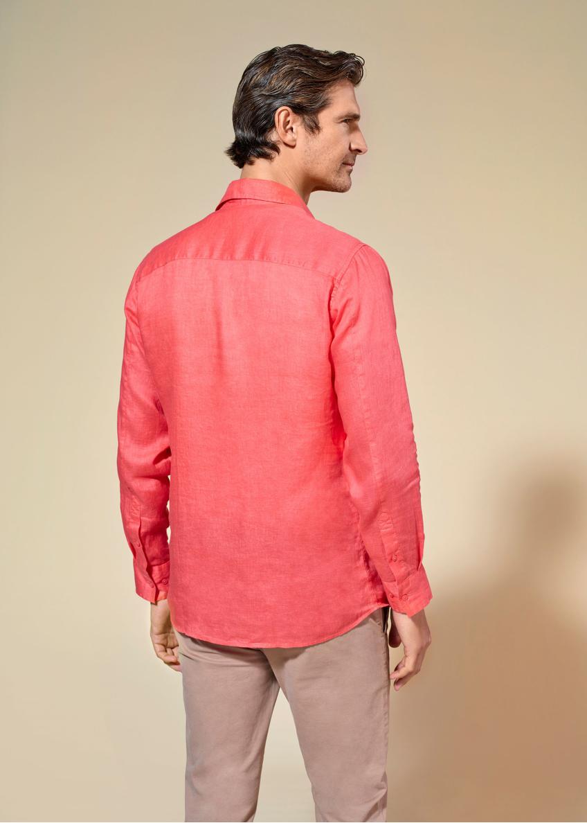 Coral linen men's shirt KOSMT-0321-18(W25)