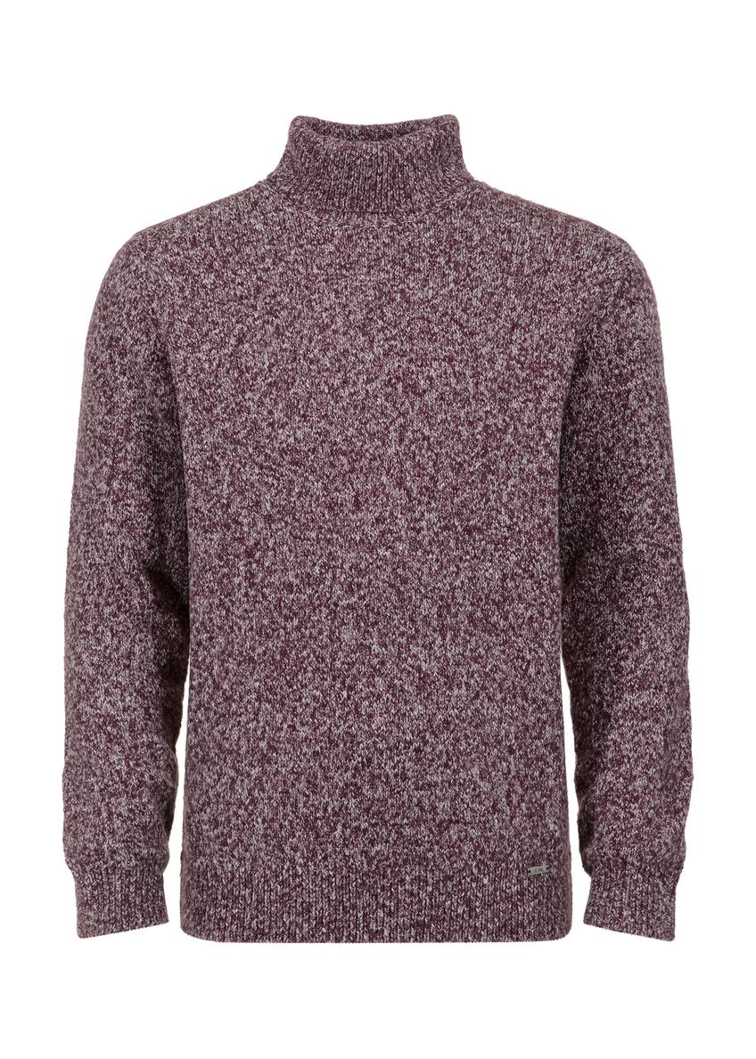 Warm burgundy men's turtleneck SWEMT-0122A-49(Z23)-04