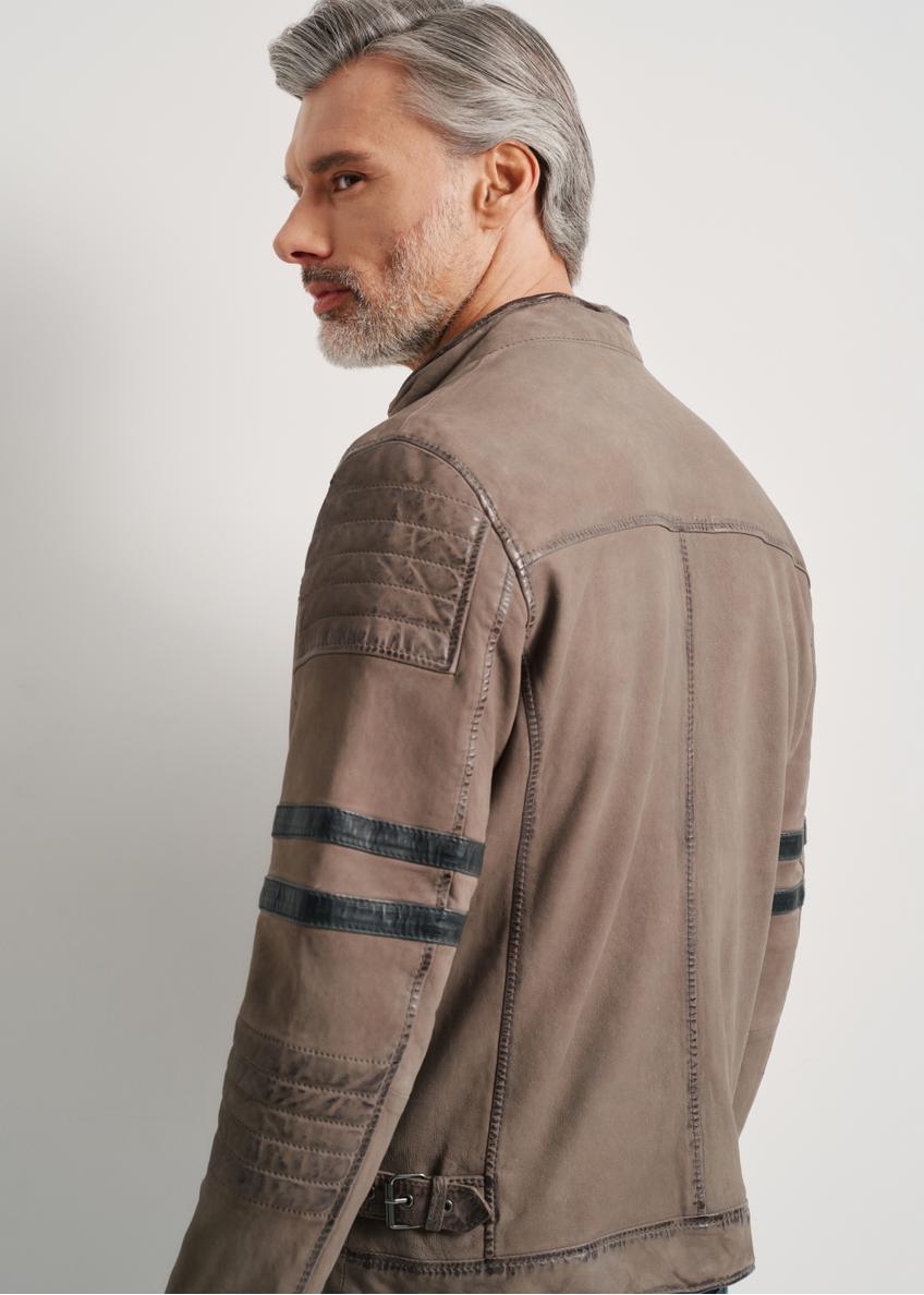 Men's grey leather pilot jacket KURMS-0334-2140(W24)