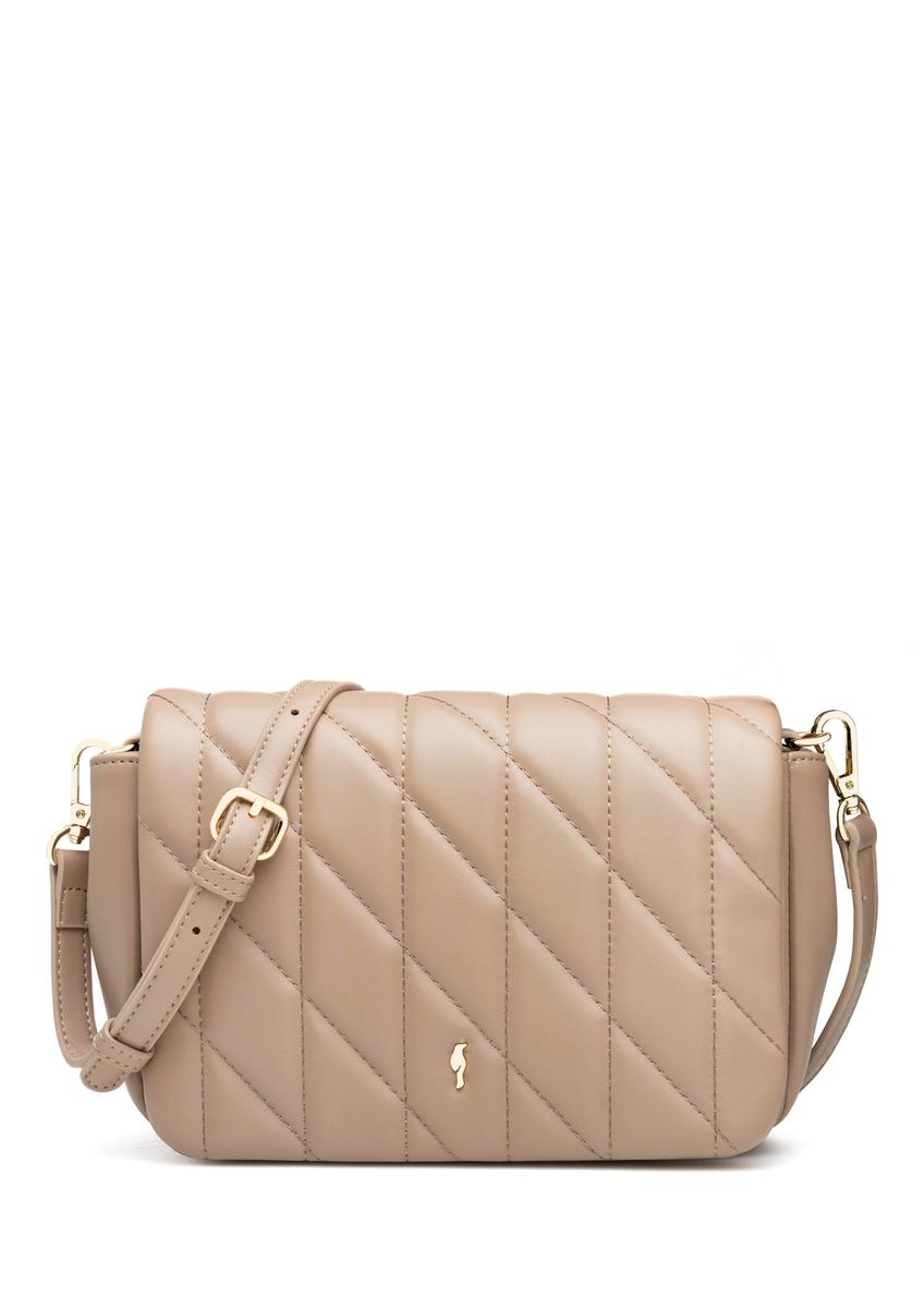 Beige women's handbag with stitching TOREC-1151-1D(W26), front product view on white background.