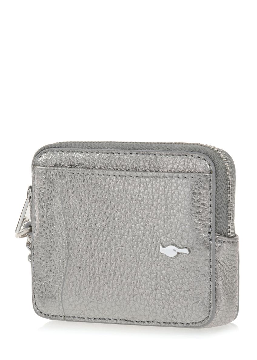 Small silver leather wallet with chain PORES-0873-92(Z23)