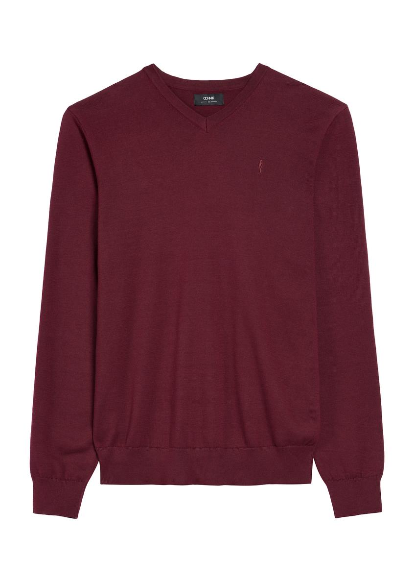 Burgundy men's sweater with logo SWEMT-0159A-49(Z25)