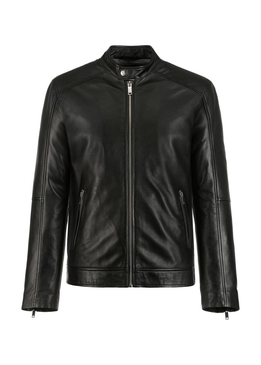 Men's leather jacket with stand-up collar KURMS-0298L-99(KS)