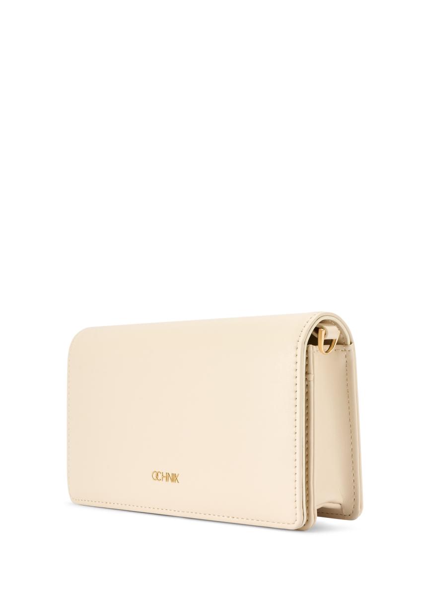 Cream women's wallet with strap POREC-0431-0B(W26)