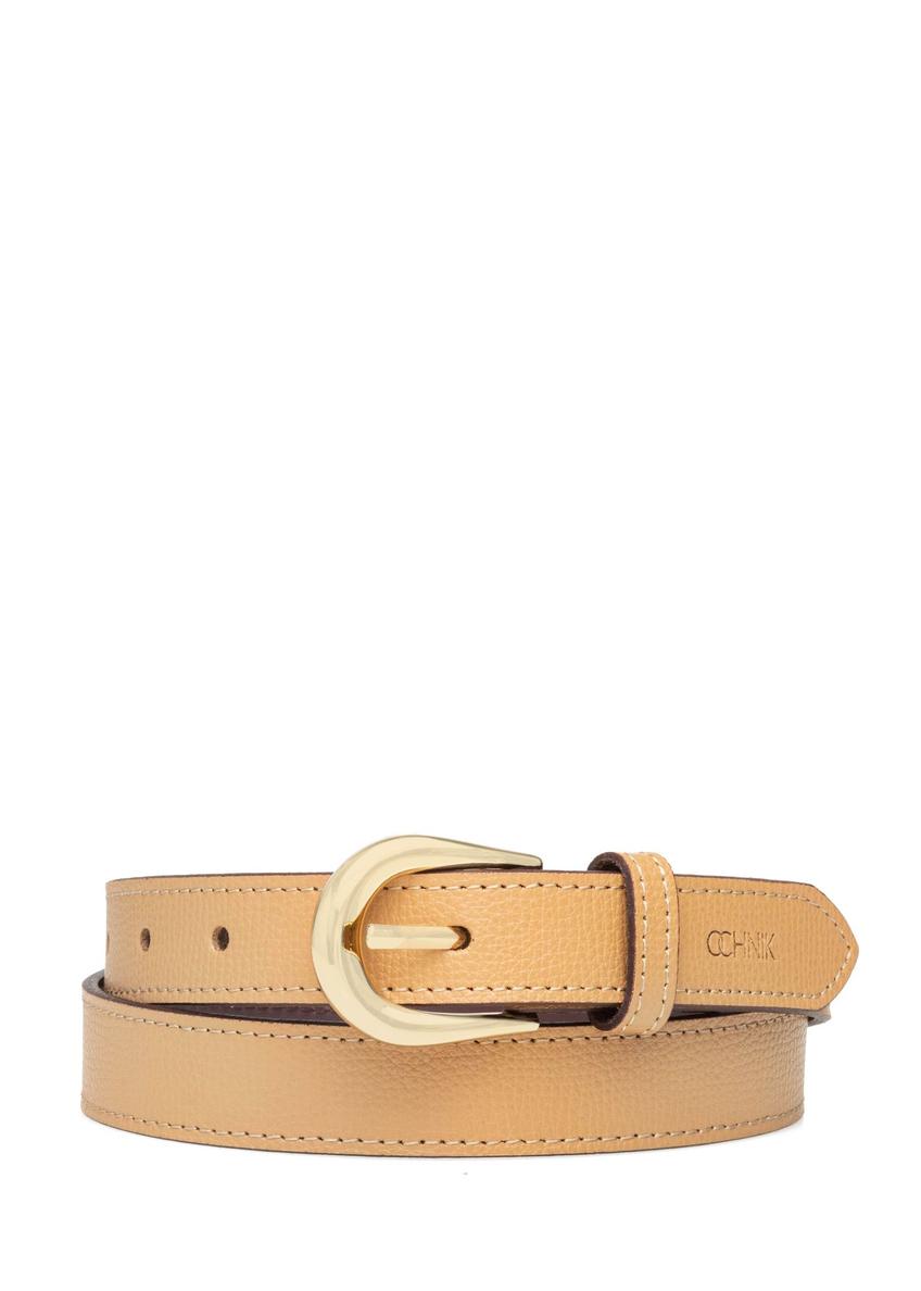Dark beige leather women's belt PASDS-0303-1C(W26)
