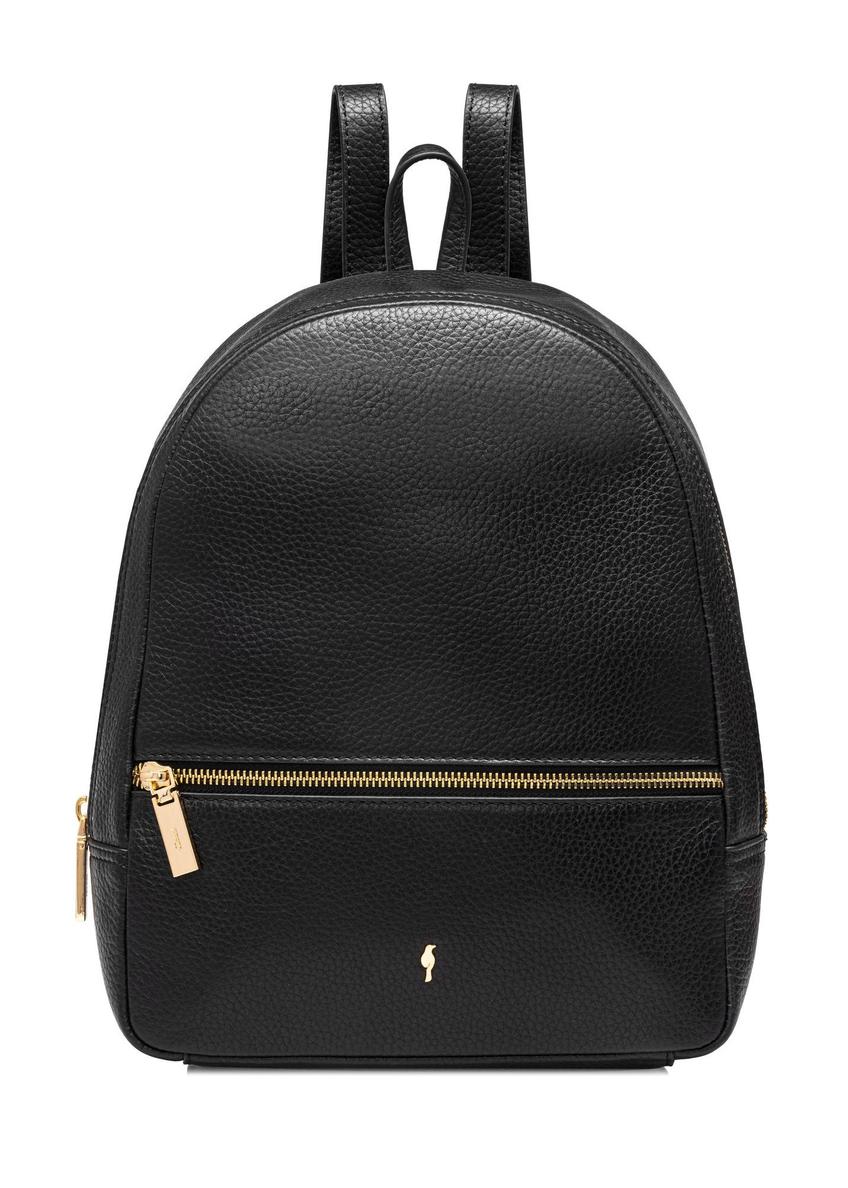 Black leather women's backpack TORES-0898D-99(Z25) - front view of the backpack on a white background.