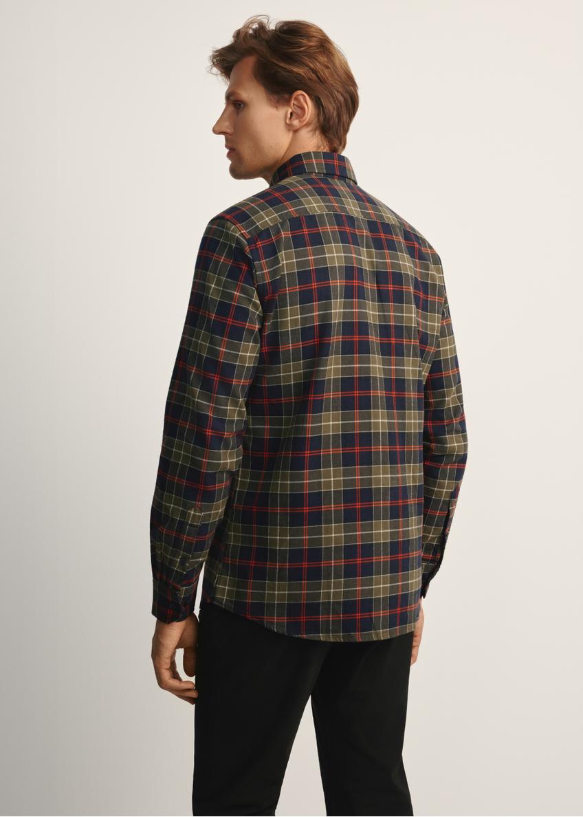 Men's khaki checkered shirt KOSMT-0344-55(Z25)