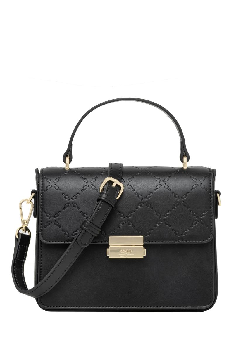Small black monogrammed trunk bag TOREC-1292-9P(Z26)