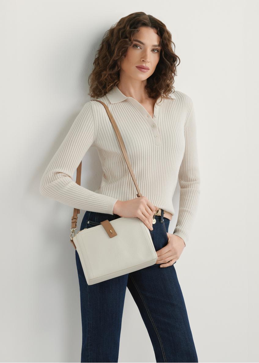 Cream leather shoulder bag TORES-1275-0B(W26)