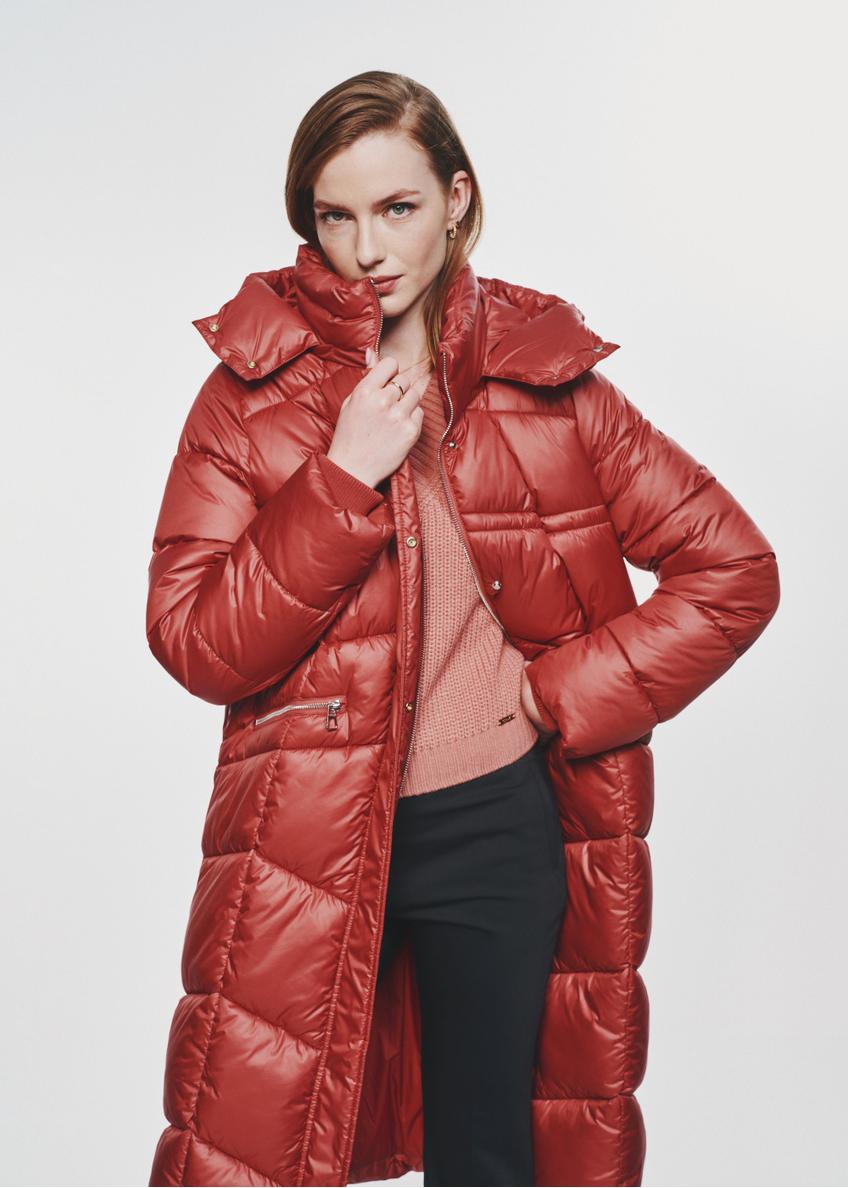 Red long women's winter jacket  KURDT-0530-85(Z24)-01