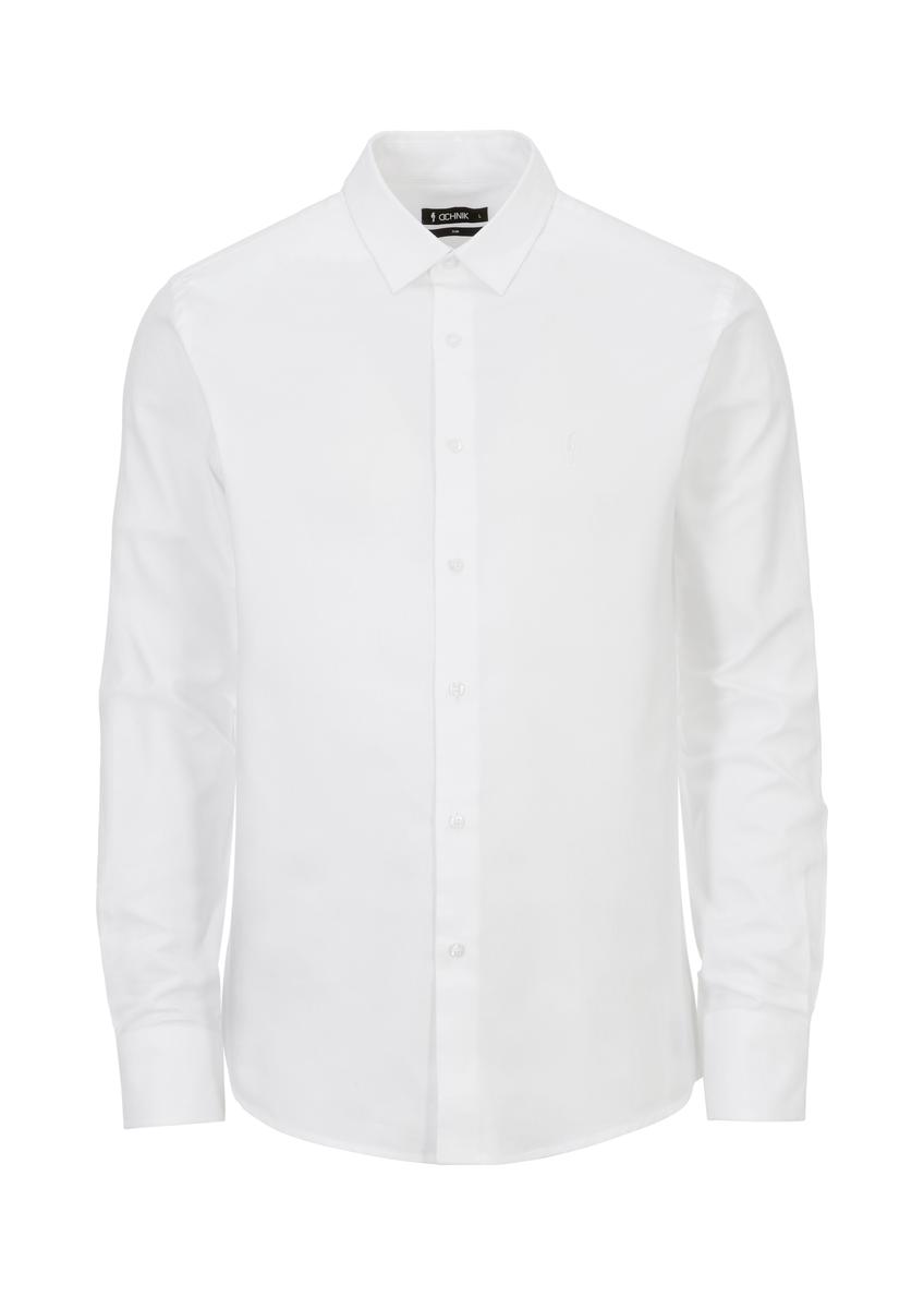 White men's slim shirt KOSMT-0302-11(W25)